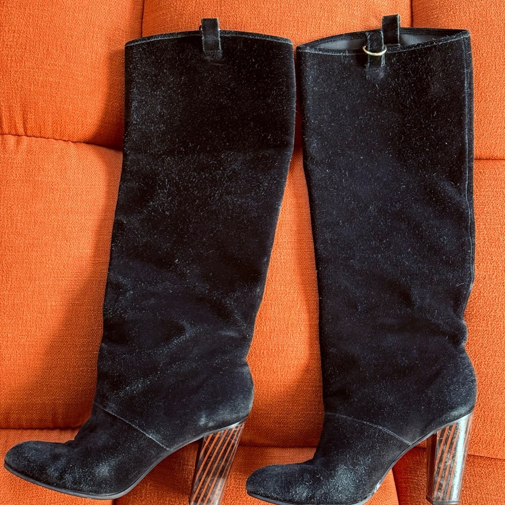 DVF Parker Black Suede Knee-High Boots